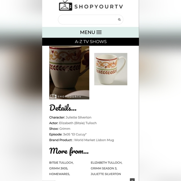 Mug in the Lisbon pattern by World Market. As Seen On TV - Picture 3 of 4